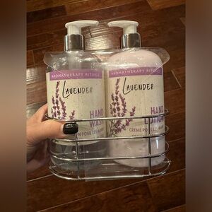 Lavender scented hand soap and lotion set.
